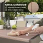 Conjunto de Mesa y 6 Sillas de Jardín con Sillas Apilables y Marco de Acero para Terraza Patio Caqui y Marrón