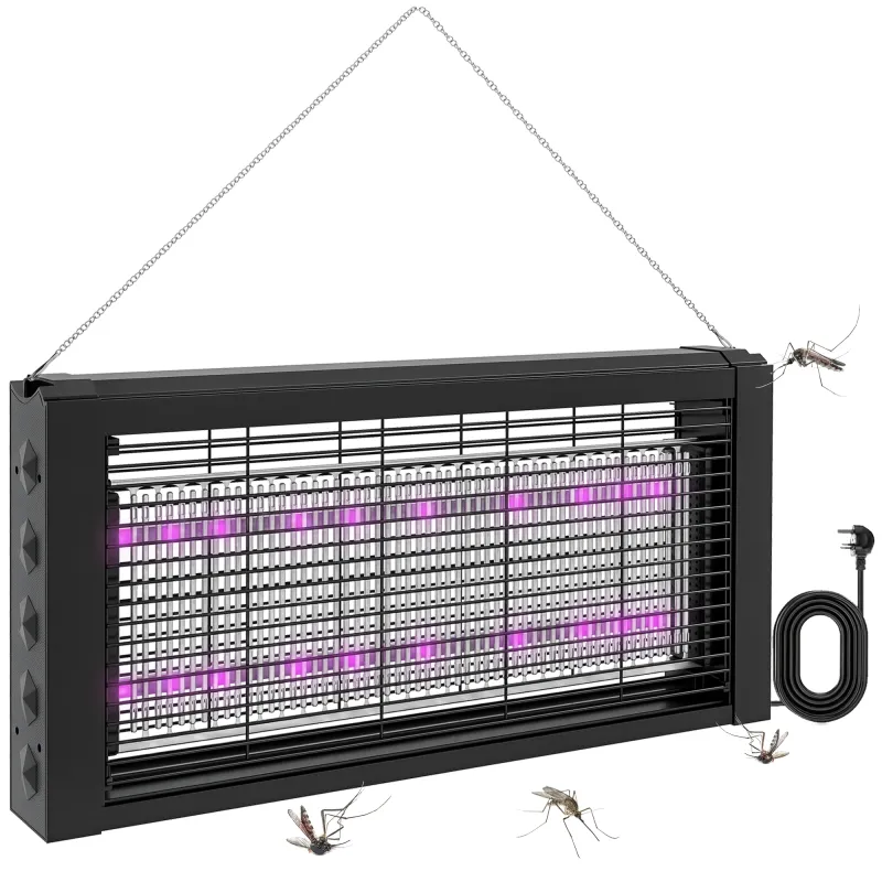 Lámpara Antimosquitos con Luces LED Mata Mosquitos Eléctrico Efecto 60 m² para Interior 49x6x25 cm Negro