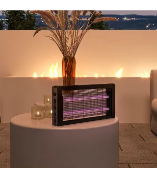 Lámpara Antimosquitos con Luces LED Mata Mosquitos Eléctrico Efecto 60 m² para Interior 49x6x25 cm Negro