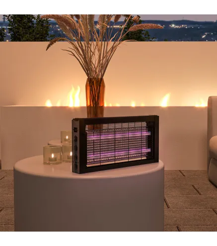 Lámpara Antimosquitos con Luces LED Mata Mosquitos Eléctrico Efecto 60 m² para Interior 49x6x25 cm Negro