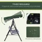 Balancín de Jardín Exterior Columpio de 3 Plazas con Toldo Ajustable y Marco de Acero para Terraza 172x110x153 cm Verde