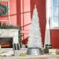 Árbol de Navidad Artificial Estrecho 180 cm con 390 Ramas y Base Desmontable Fácil de Montar Blanco