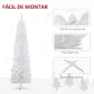 Árbol de Navidad Artificial Estrecho 180 cm con 390 Ramas y Base Desmontable Fácil de Montar Blanco