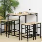 Set de Mesa Bar y 4 Taburetes Muebles Altos con Mesa de 100x60x88 cm y Taburetes de 32x32x57 cm Negro y Roble