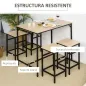 Set de Mesa Bar y 4 Taburetes Muebles Altos con Mesa de 100x60x88 cm y Taburetes de 32x32x57 cm Negro y Roble