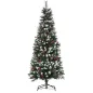 Árbol de Navidad Artificial 180 cm con 539 Ramas 51 Bayas Hojas de PVC Decoración Navideña para Interiores Verde