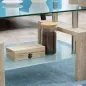 Mesa de Centro Rectangular de Vidrio con Estante Patas de Madera Estilo Moderno 90x50x42 cm Madera Natural