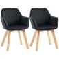 Juego de 2 Sillas de Comedor Modernas Tapizadas en Terciopelo con Patas de Madera para Salón 54x57x80 cm Negro