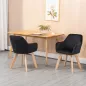 Juego de 2 Sillas de Comedor Modernas Tapizadas en Terciopelo con Patas de Madera para Salón 54x57x80 cm Negro