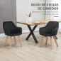 Juego de 2 Sillas de Comedor Modernas Tapizadas en Terciopelo con Patas de Madera para Salón 54x57x80 cm Negro