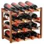 Botellero de Madera Bambú de 4 Niveles para 16 Botellas de Vino Carga Máxima 75 kg 43x23,5x38 cm Marrón