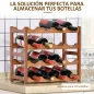 Botellero de Madera Bambú de 4 Niveles para 16 Botellas de Vino Carga Máxima 75 kg 43x23,5x38 cm Marrón