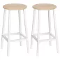 Juego de 2 Taburetes Altos de Cocina con Asiento de Melamina y Patas de Acero 32,5x32,5x65 cm Natural y Blanco Juego de 2 Taburetes Altos de Cocina con Asiento de Melamina y Patas de Acero 32,5x32,5x65 cm Natural y Blanco