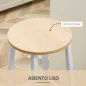 Juego de 2 Taburetes Altos de Cocina con Asiento de Melamina y Patas de Acero 32,5x32,5x65 cm Natural y Blanco