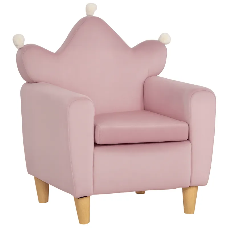 Sillón Infantil Mini Sofá para Niños de +3 Años con Asiento Acolchado y Reposabrazos 50x42x58 cm Rosa
