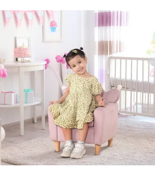 Sillón Infantil Mini Sofá para Niños de +3 Años con Asiento Acolchado y Reposabrazos 50x42x58 cm Rosa