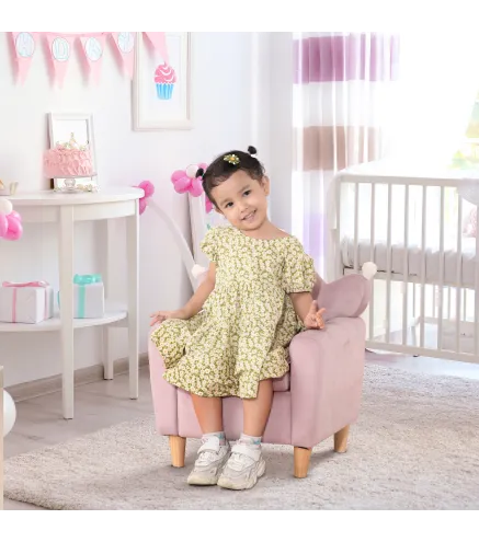 Sillón Infantil Mini Sofá para Niños de +3 Años con Asiento Acolchado y Reposabrazos 50x42x58 cm Rosa