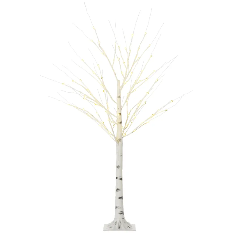 Árbol de Abedul Altura 150 cm con 96 Luces LED IP44 Blanco Cálido Decoración para Interiores 22x22x150 cm Blanco