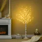 Árbol de Abedul Altura 150 cm con 96 Luces LED IP44 Blanco Cálido Decoración para Interiores 22x22x150 cm Blanco