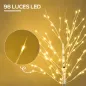 Árbol de Abedul Altura 150 cm con 96 Luces LED IP44 Blanco Cálido Decoración para Interiores 22x22x150 cm Blanco