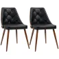 Set de 2 Sillas de Comedor Modernas con Asiento Tapizado en Cuero Sintético y Patas de Acero 50,5x59x82 cm Negro