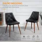 Set de 2 Sillas de Comedor Modernas con Asiento Tapizado en Cuero Sintético y Patas de Acero 50,5x59x82 cm Negro