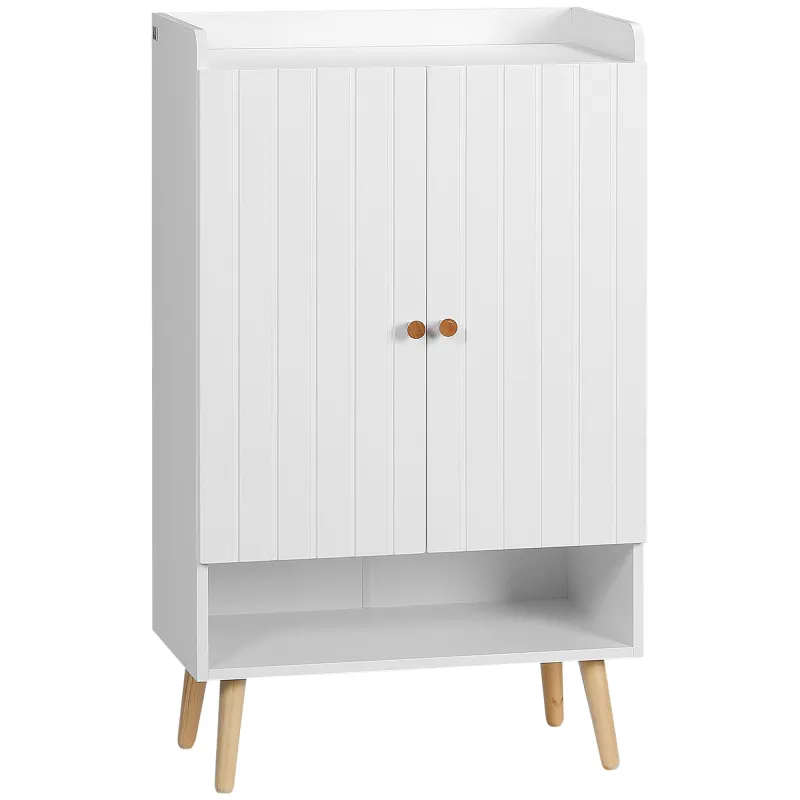 Mueble Zapatero con 2 Puertas Armario de Zapatos para 15 Pares de Zapatos para Pasillo Entrada 60x33x100cm Blanco