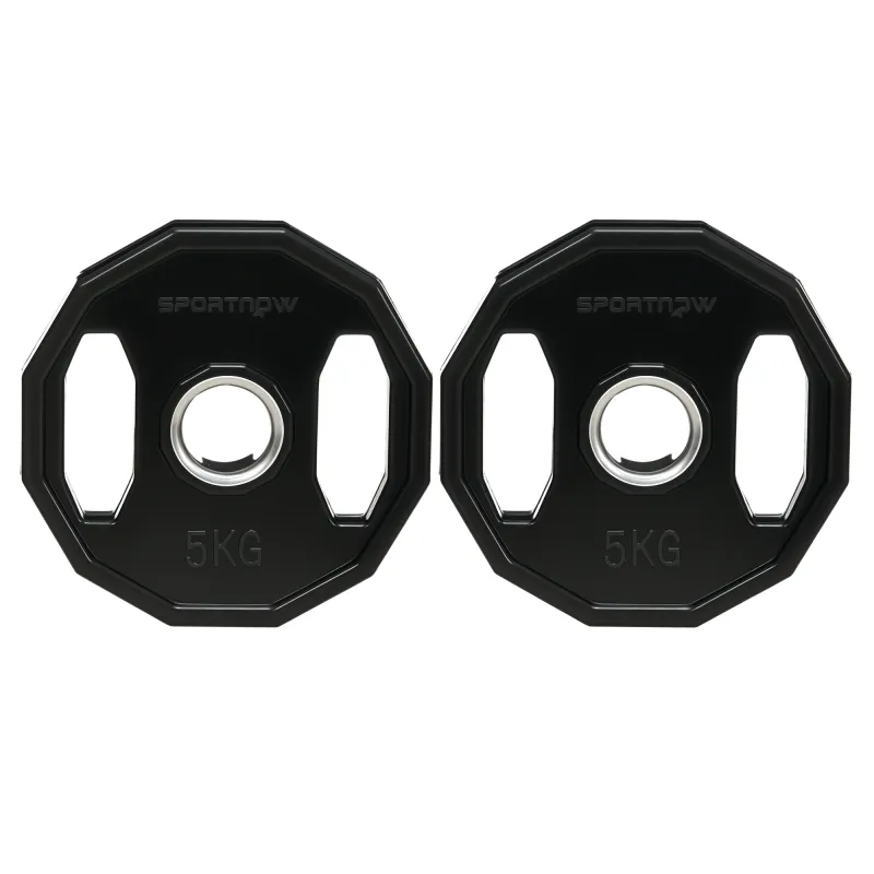 Conjunto de 2 Discos de Pesas de 5 kg con Orificio de 50 mm para Entrenamiento de Fuerza Ø24x3,5 cm Negro