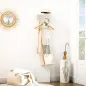 Perchero de Pared con 4 Ganchos y Estante con Barra de Aluminio para Entrada Pasillo 50x23,5x160 cm Blanco