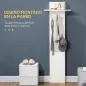 Perchero de Pared con 4 Ganchos y Estante con Barra de Aluminio para Entrada Pasillo 50x23,5x160 cm Blanco
