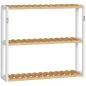 Estantería de Pared de Bambú con 3 Estantes Flotantes para Salón Dormitorio Cocina 60x15x54 cm Natural y Blanco