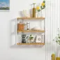 Estantería de Pared de Bambú con 3 Estantes Flotantes para Salón Dormitorio Cocina 60x15x54 cm Natural y Blanco