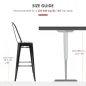 Juego de 4 Taburetes Altos de Cocina de Metal con Respaldo Alto y Reposapiés para Comedor 44x46x116 cm Negro