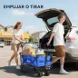 Carro de Transporte Plegable con Toldo y Asa Telescópica Carga Máx. 68 kg para Playa Camping 117x55x98cm Azul