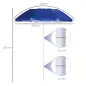 Sombrilla de Playa Ajustable con Mástil de Metal Toldo Inclinable Protección UV y Bolsa de Transporte Ø160x205 cm Azul