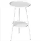 Mesa de Jardín Redonda de 2 Niveles con Bordes Elevados Bandeja Inferior para Exterior e Interior Ø32x51 cm Blanco