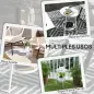 Mesa de Jardín Redonda de 2 Niveles con Bordes Elevados Bandeja Inferior para Exterior e Interior Ø32x51 cm Blanco