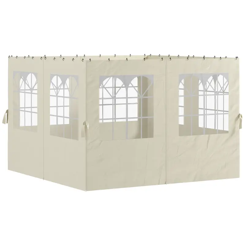 Paredes Laterales de Sustitución para Pérgola 3x3 m con Protección UV Ventanas Transparentes y Cortinas Ajustables Crema