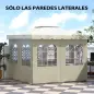 Paredes Laterales de Sustitución para Pérgola 3x3 m con Protección UV Ventanas Transparentes y Cortinas Ajustables Crema