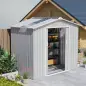Caseta de Jardín 213x130x185 cm con Puertas Correderas y Claraboya para Almacenamiento de Herramientas Gris Plata