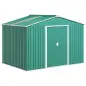Cobertizo de Jardín 4,9 m² 277x195x192 cm con 2 Puertas Corredizas Techo Inclinado y 4 Ventanas Verde