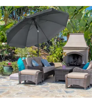 Sombrilla de Playa con Protección UV50+ Mástil de Ø32 mm y Toldo Ajustable Ø180x209 cm Gris Oscuro