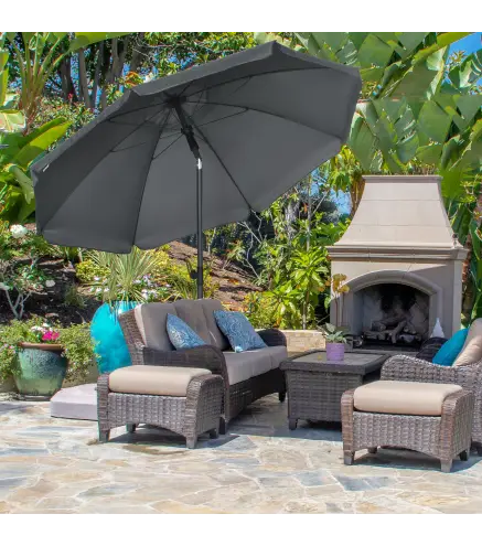 Sombrilla de Playa con Protección UV50+ Mástil de Ø32 mm y Toldo Ajustable Ø180x209 cm Gris Oscuro