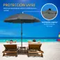 Sombrilla de Playa con Protección UV50+ Mástil de Ø32 mm y Toldo Ajustable Ø180x209 cm Gris Oscuro
