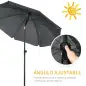 Sombrilla de Playa con Protección UV50+ Mástil de Ø32 mm y Toldo Ajustable Ø180x209 cm Gris Oscuro