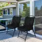 Conjunto de 2 Cojines para Silla 50x98x8 cm con Respaldo 6 Cordones de Fijación para Jardín Terraza Balcón Negro