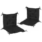 Conjunto de 2 Cojines para Silla 50x98x8 cm con Respaldo 6 Cordones de Fijación para Jardín Terraza Balcón Negro