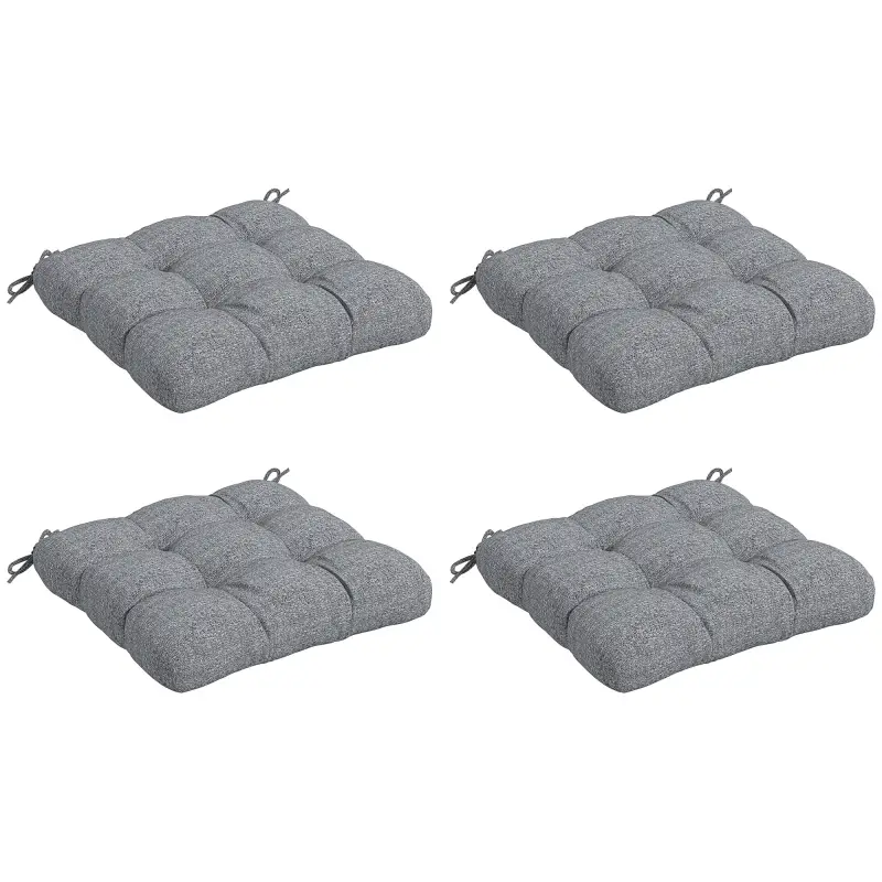 Conjunto de Cojines para Sillas de Comedor y Jardín Impermeable y Anti-UV con 2 Cordones de Fijación 48x48x10 cm Gris