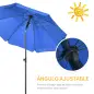 Sombrilla de Playa con Protección UV50+ Mástil de Ø32 mm y Toldo Ajustable Ø180x209 cm Azul