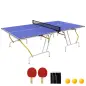 Mesa de Ping Pong Plegable Mesa de Tenis de Mesa Diseño Compacto con Red y Reposapiés Ajustables 274x152,5x76 cm Azul